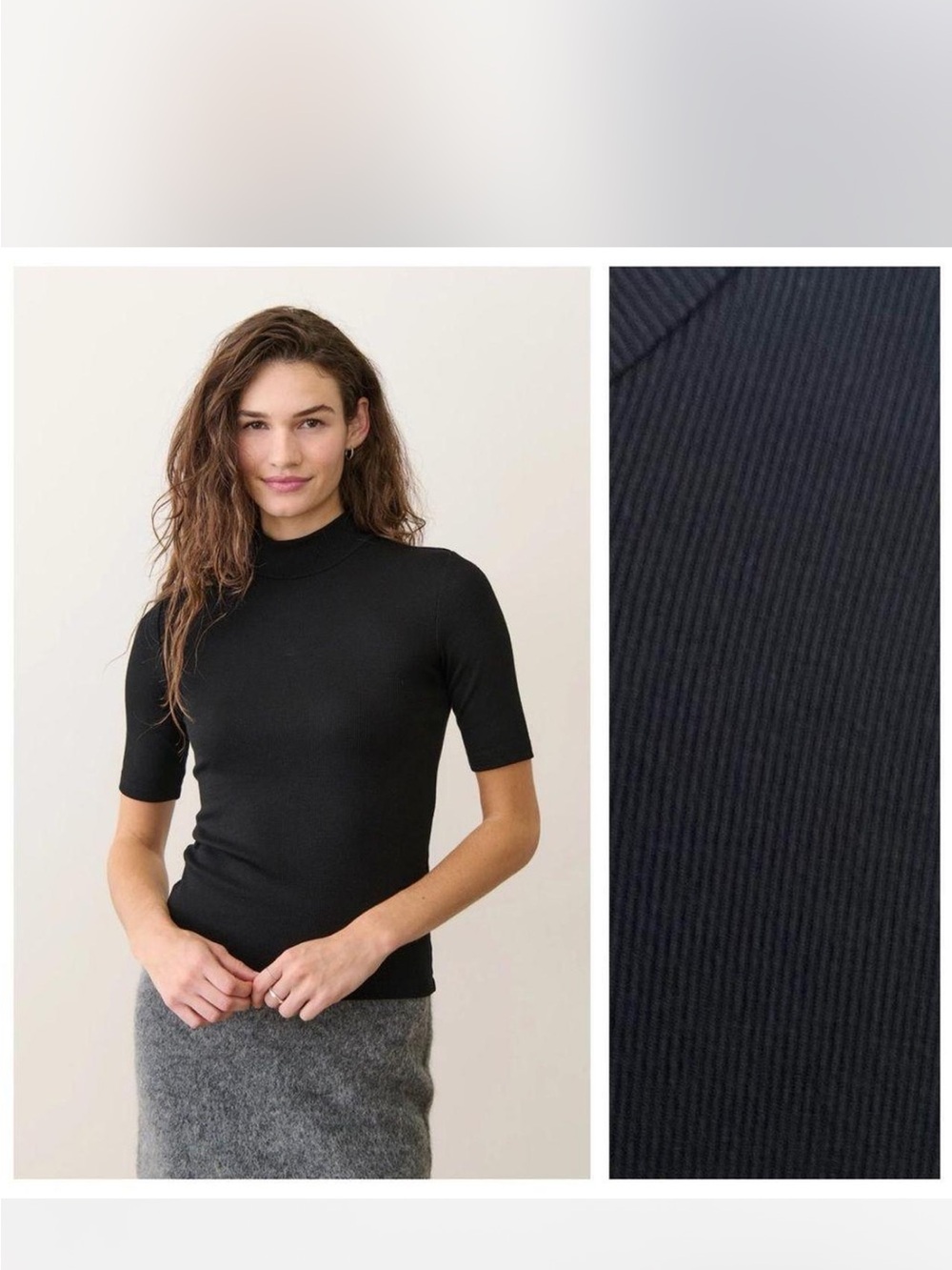 Marine Layer Women’s Black Lexi Rib Mocked Neck Top sz XL